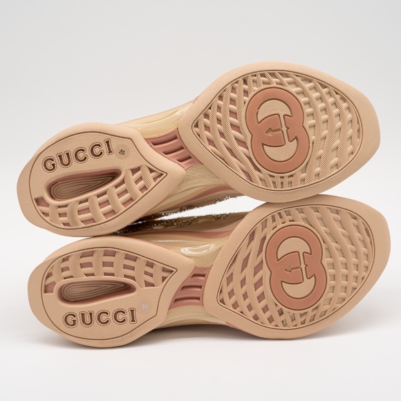 Size 40eu 10 US Gucci Run Sneakers GG Crystal Powder Pink Rose Blush Mesh - Picture 6 of 12